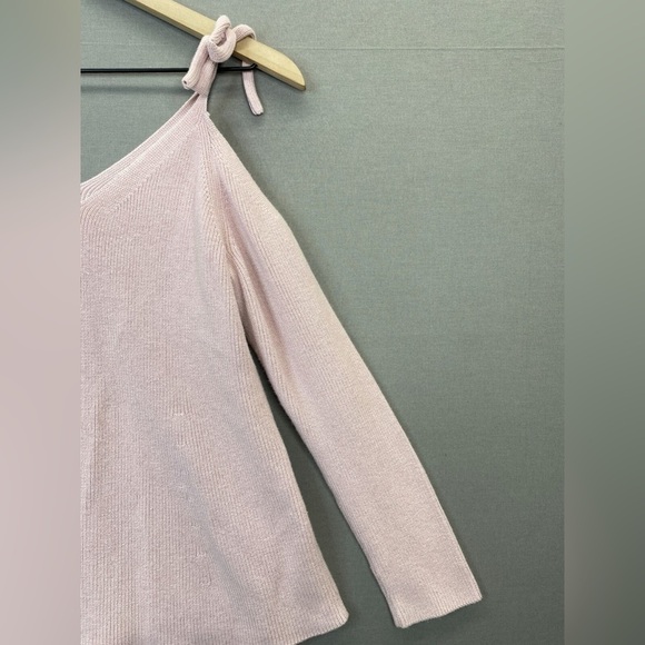 LOFT Pink Off-the-Shoulder Sweater with Knit Texture - Picture 4 of 7